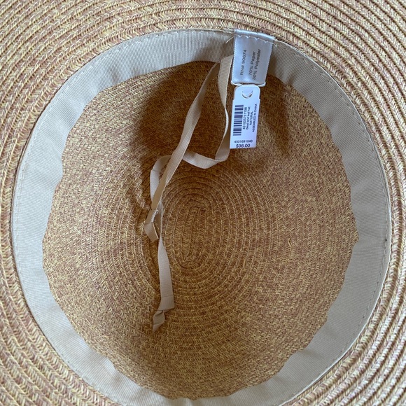 NWT Rare! Boho Boston Proper beaded, charms- woven tan floppy sun hat. - Picture 9 of 12